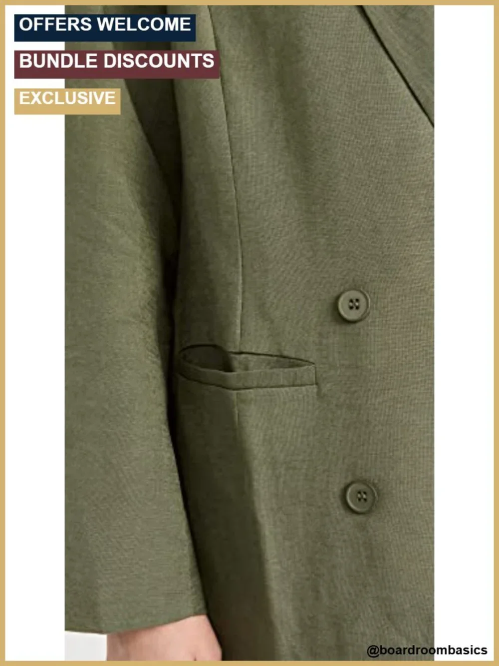 Linen Suiting Notch Lapel Blazer Double-Breasted Padded Shoulders